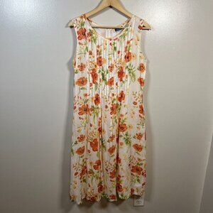 Vintage Bryn Connelly Midi Dress Size 10 Floral Orange Sleeveless Cottagecore